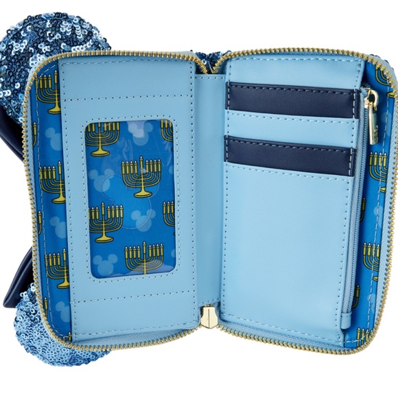 Loungefly Disney Mickey Hanukkah Sequin Glow Mini Backpack & Wallet NWT - Picture 9 of 10